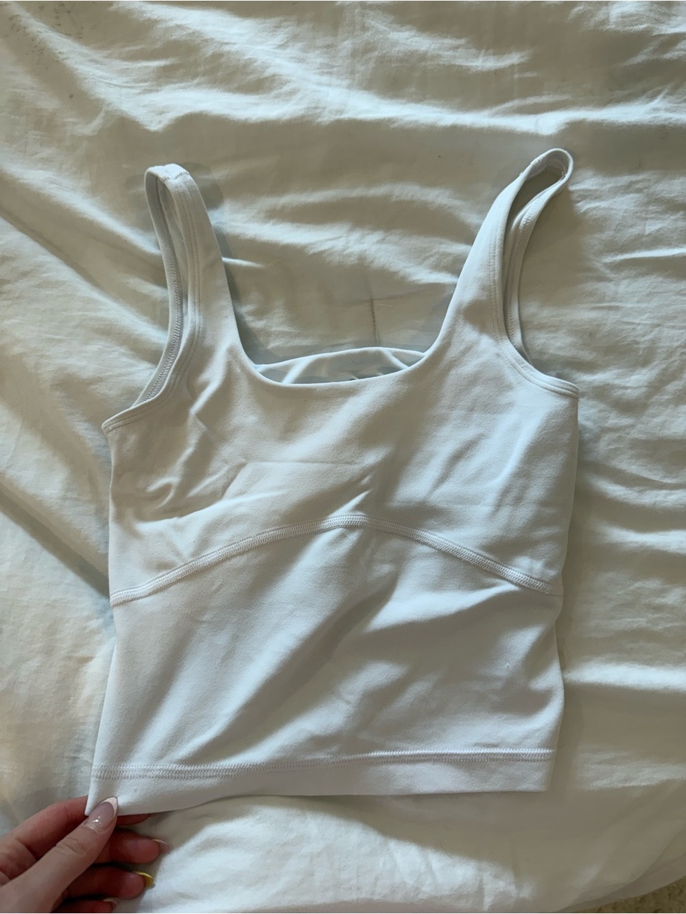 Aritzia TNA White Cropped Tank Top